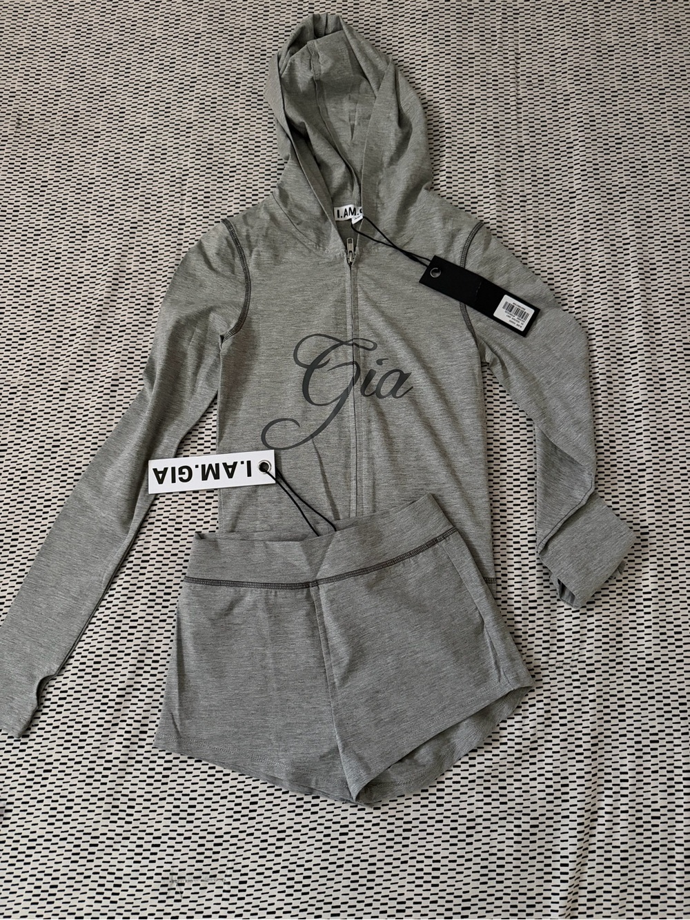 I.AM.GIA Gray 'Gia' Zip Hoodie & Shorts Set - Light Gray Two-Piece